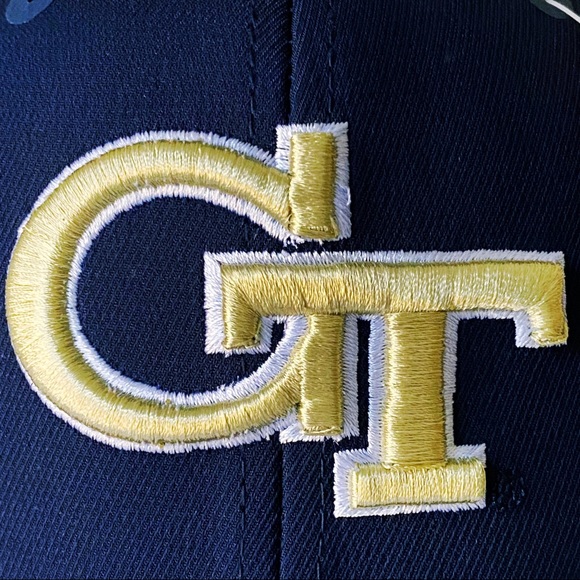 Adidas Georgia Tech Yellow Jackets Hat Cap Navy Blue Gold Mens Size Small Medium - Picture 3 of 12